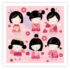Girls clip art library. Japanese clipart day