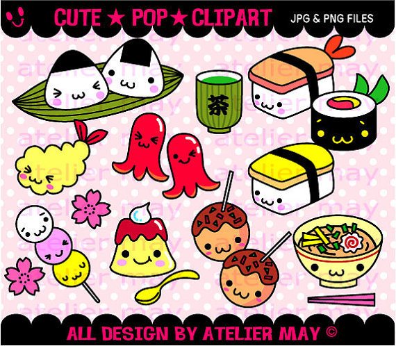 Japanese clipart japanese kawaii. Some cute sushi and