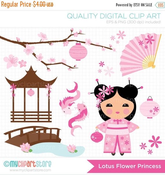 Japanese clipart princess japanese. Kokeshi doll lotus flower