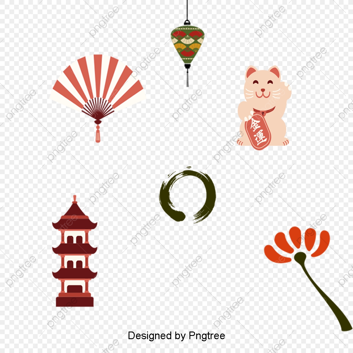 Decorative design cultural art. Japanese clipart simple