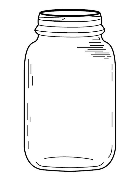 Mason products colored jars. Jar clipart coloring page