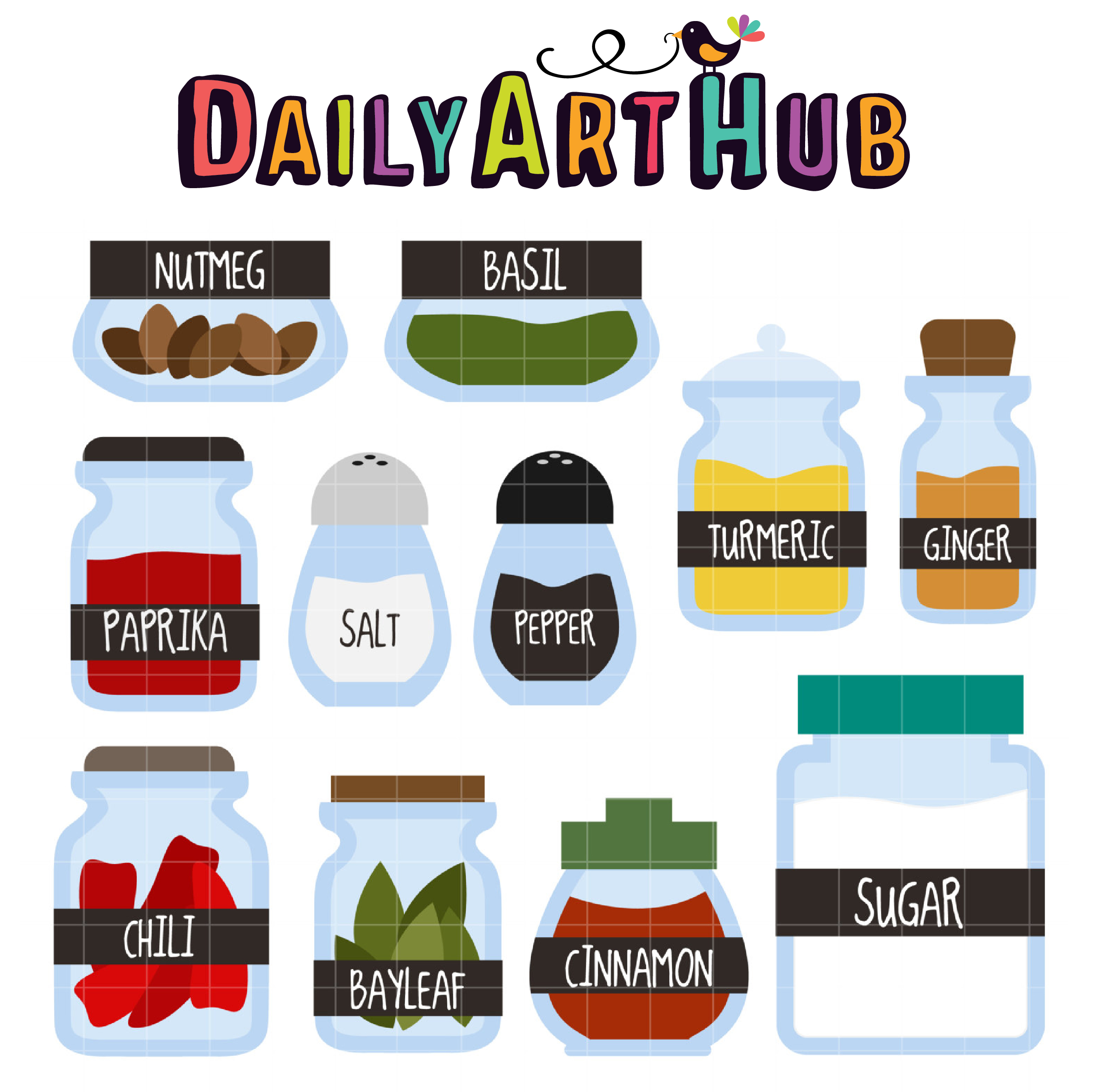 Jar clipart spice jar. Jars clip art set