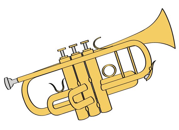 Trumpet illustration digital download. Jazz clipart band indian