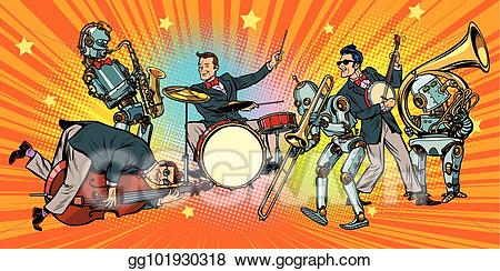 Jazz clipart pop band. Vector art rock n