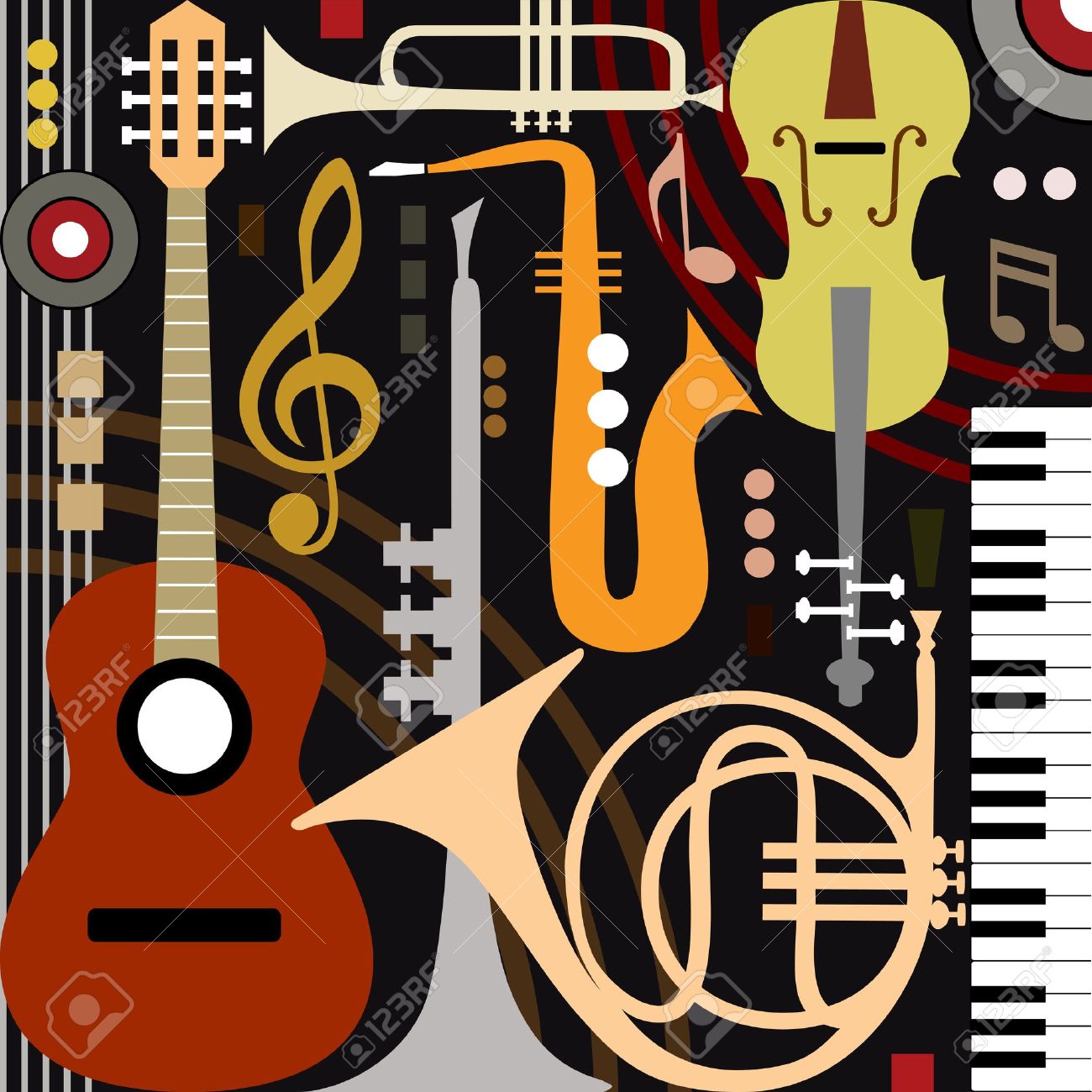 Jazz clipart rhythm blues. Instruments clip art library