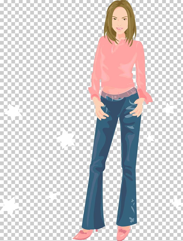 Jeans clipart girl jeans. Cartoon trousers png abdomen