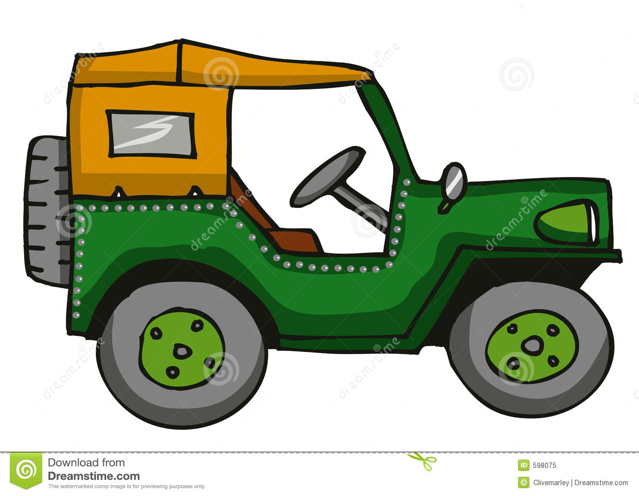 Jungle and in color. Jeep clipart pencil