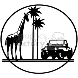 Jeep clipart safari ride. African trip giraffe and