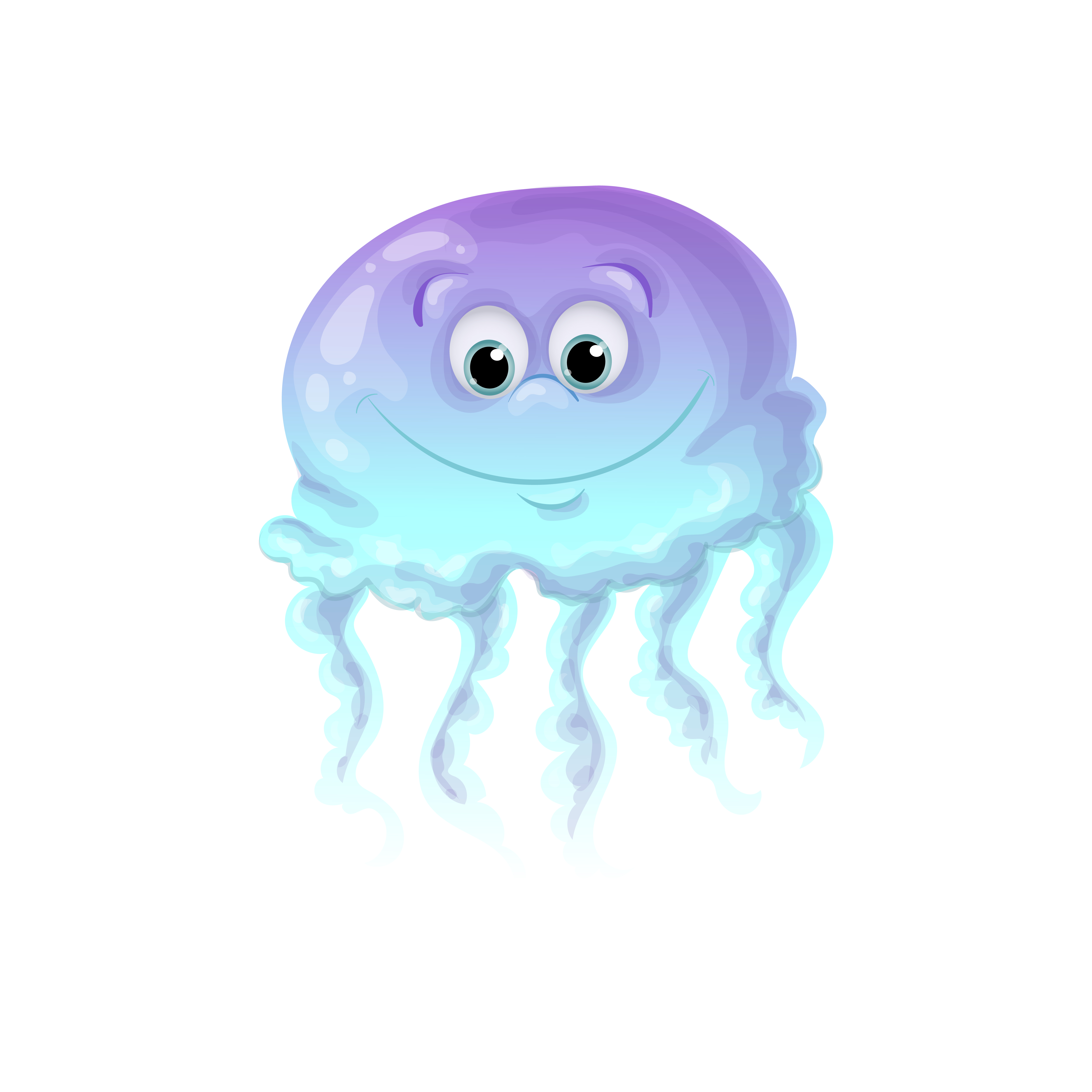 Jellyfish clipart happy jellyfish. Cute cartoon character sea
