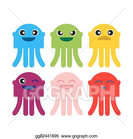 Jellyfish clipart sad. Eps illustration color cute