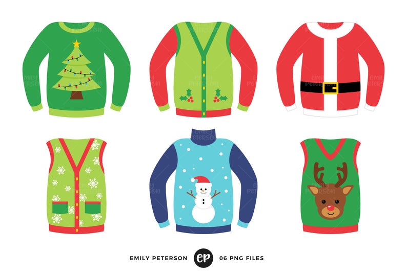 Ugly christmas sweaters clip. Jersey clipart sweter