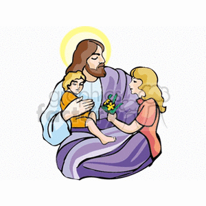 With a and girl. Jesus clipart boy