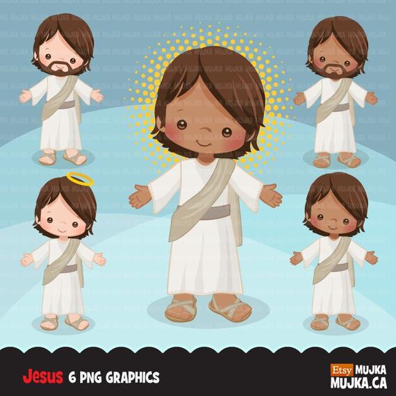 Christ cute religious illustration. Jesus clipart character