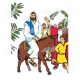 On donkey crowd waving. Jesus clipart triumphal entry