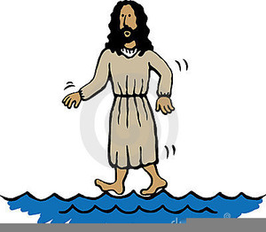 Jesus clipart walking. Free of on water