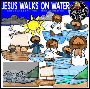 Walks on clip art. Jesus clipart water