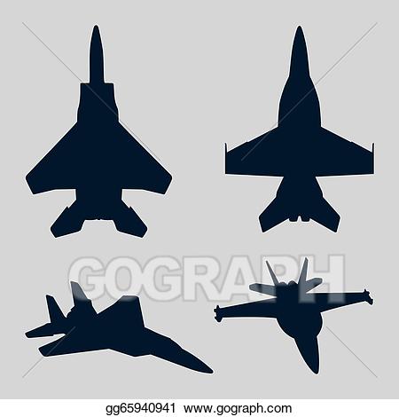 Eps vector fighter silhouettes. Jet clipart f18