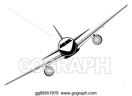 Vector illustration outline passenger. Jet clipart plain
