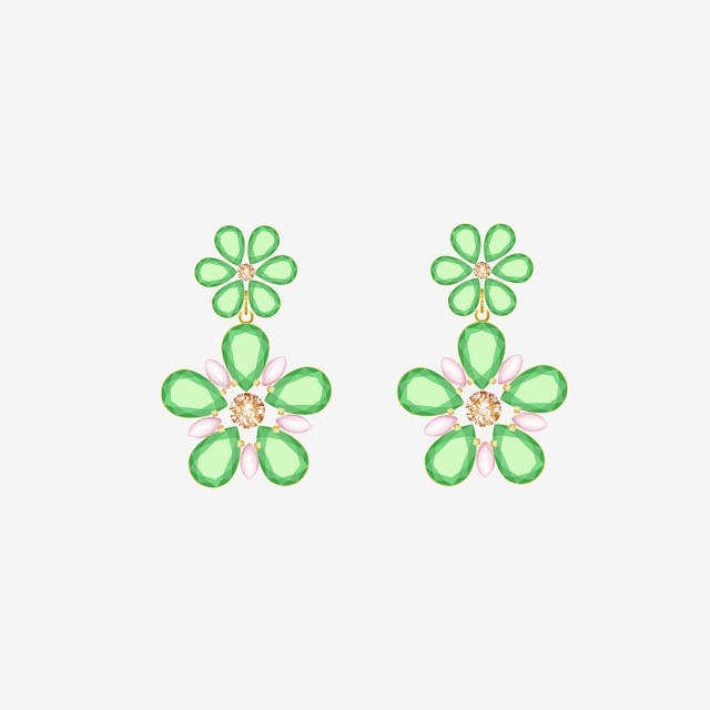 Fresh earrings hand painted. Jewel clipart green jewel