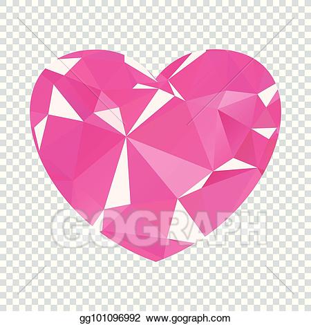 Vector illustration heart pink. Jewel clipart object