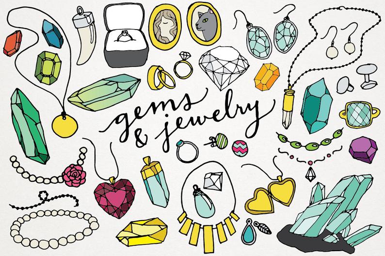 Gems and logos jewels. Jewel clipart jewelry party