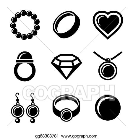 Jewelry clipart icon. Vector art icons set