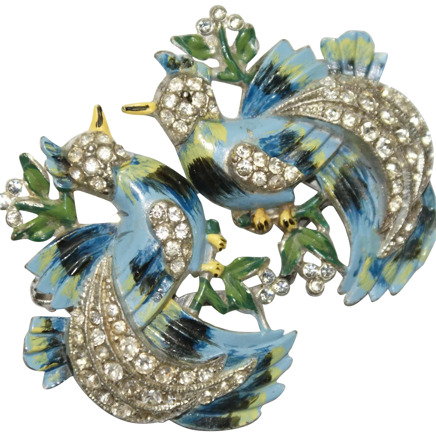 Jewelry clipart vintage jewelry. Coro enamel rhinestone bird
