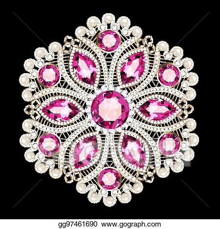 Eps vector mandala brooch. Jewelry clipart vintage jewelry