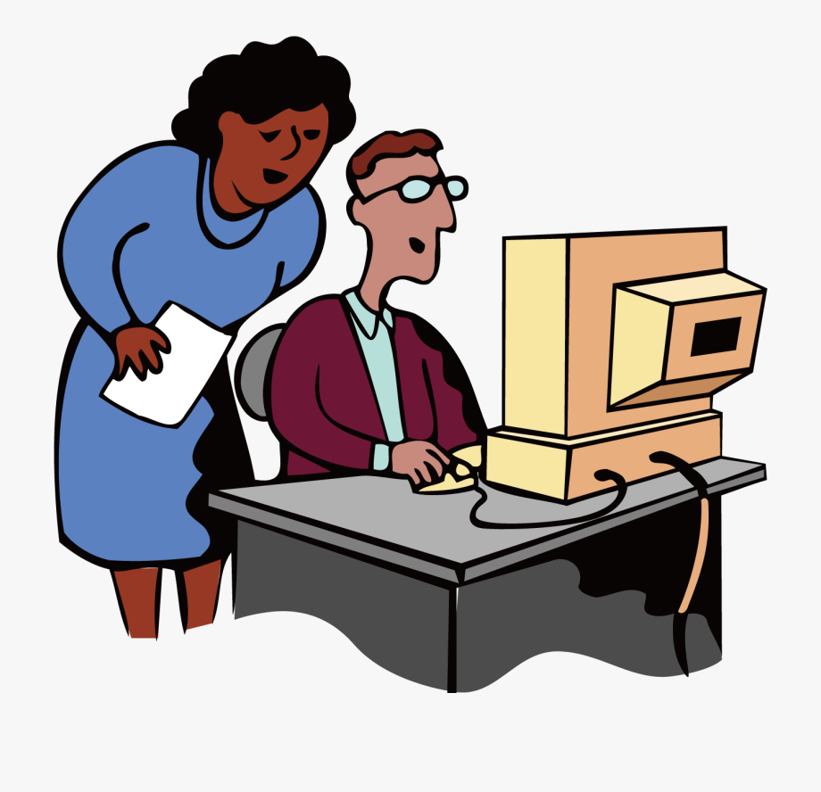 Computer clip man with. Job clipart main office