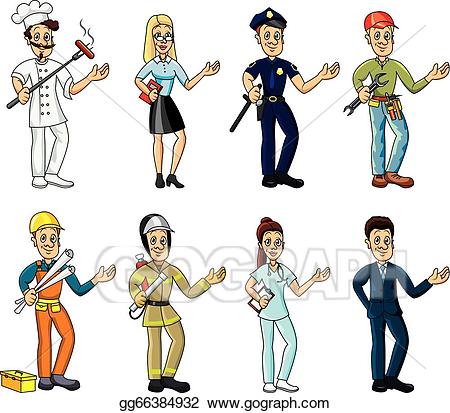 Job clipart profession. Vector illustration popular jobs