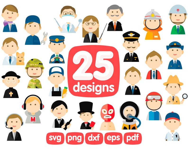 Job clipart profession. Worker svg jobs face