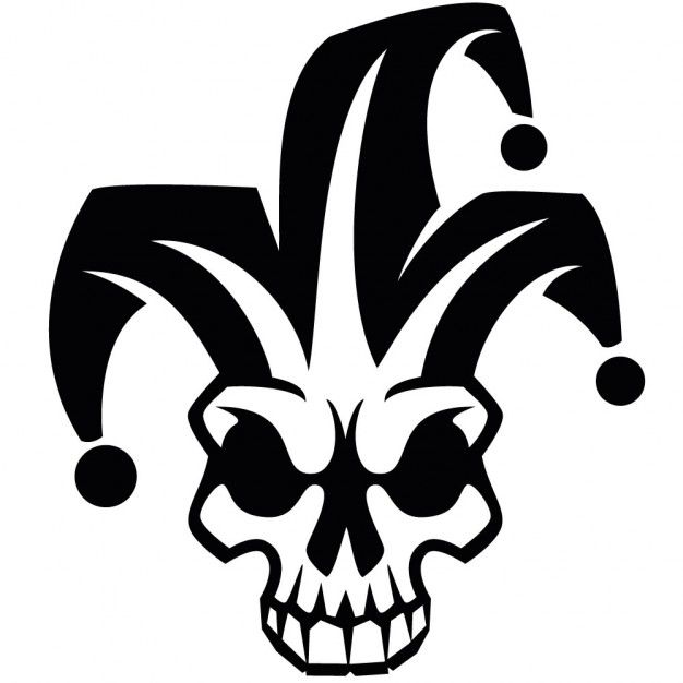 Joker clipart tribal skull. Clown harlequin vector image
