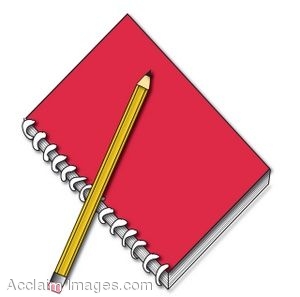 Journal clipart red notebook. And pencil clip art