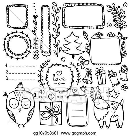 Bullet and christmas doodle. Journal clipart vector