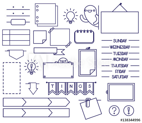 Icons for bullet days. Journal clipart vector