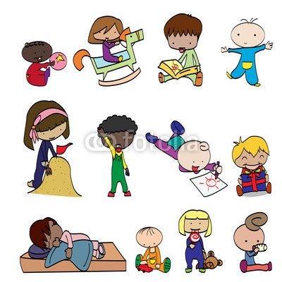 Collection of happy children. Joy clipart active lifestyle