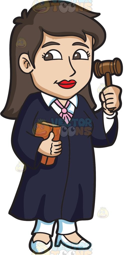 A female holding gavel. Judge clipart red robe