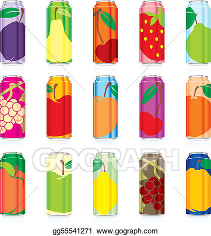 Juice clipart cans. Vector art isolated drawing