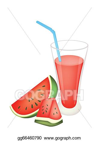 Watermelon clipart juices. Eps illustration glass of