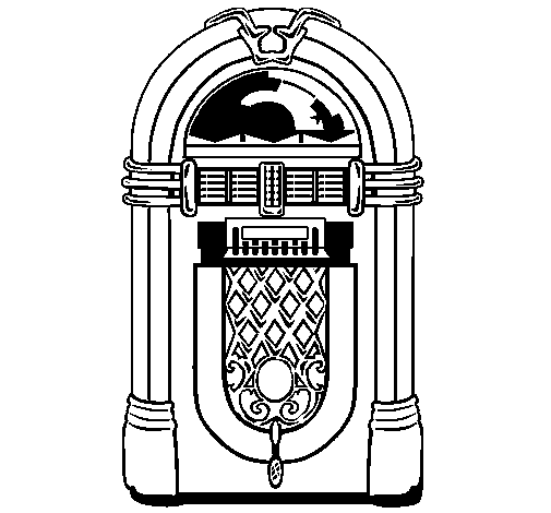 jukebox clipart black and white