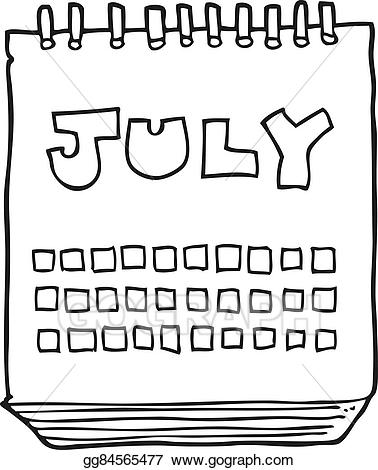 july clipart black and white