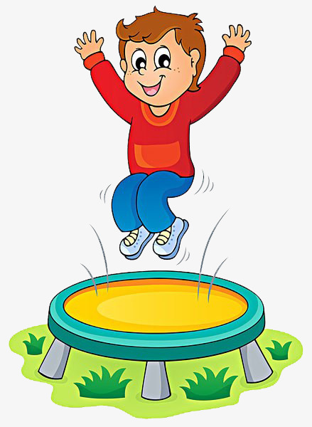 Jump clipart. Child jumping trampoline happy