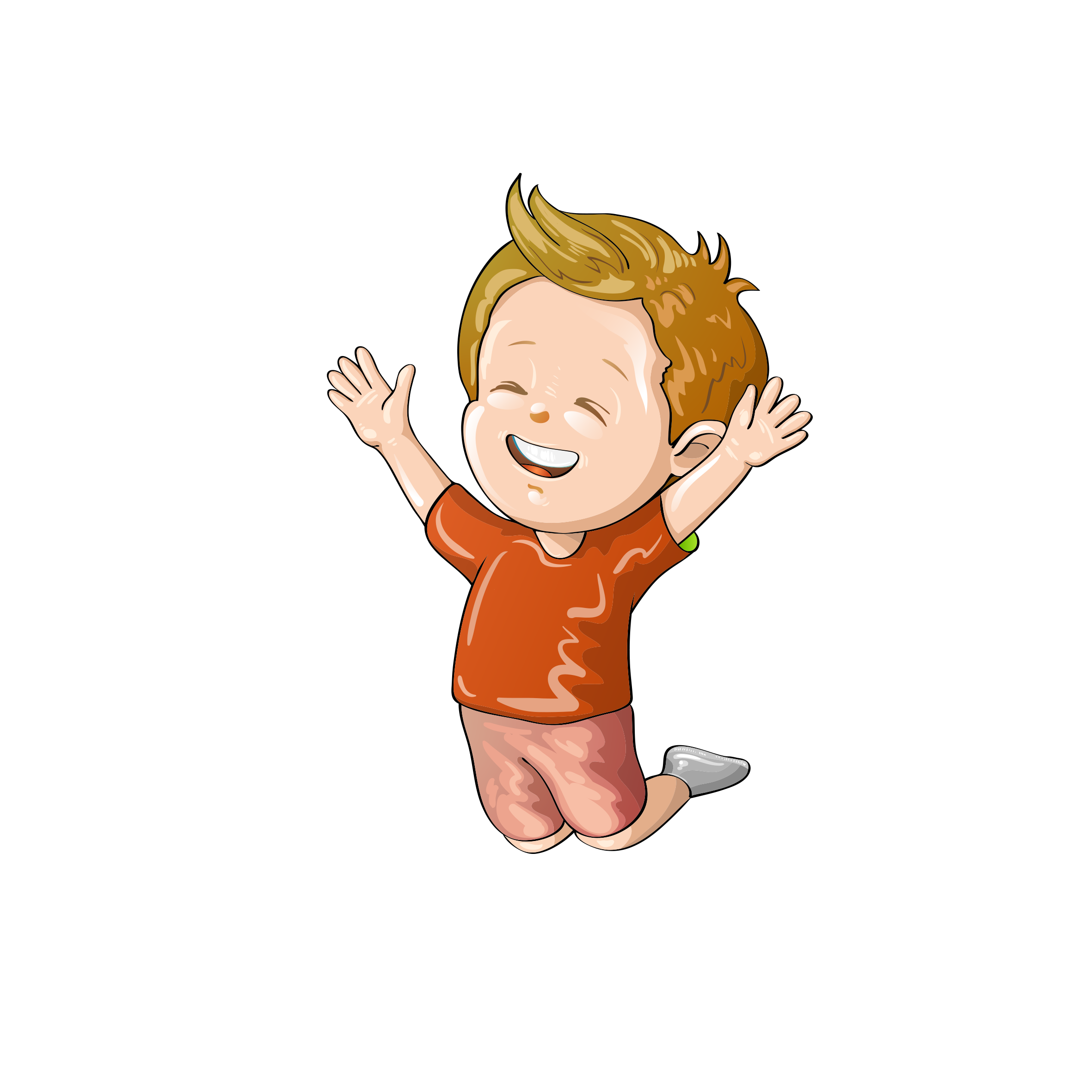 little boy jumping line art image