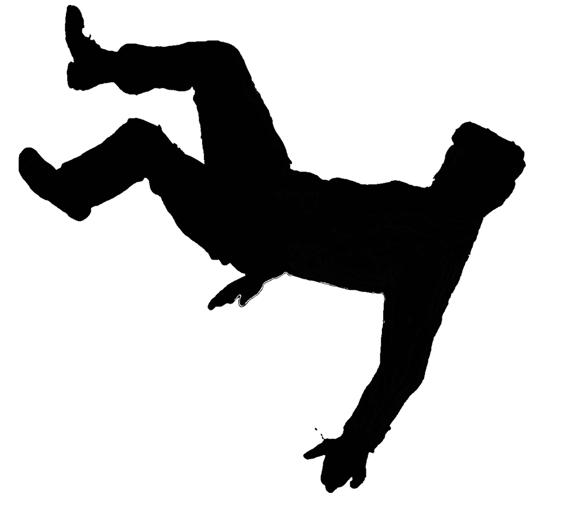 Jumping clipart shadow person. Falling man silhouette at