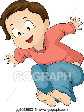 Toddler clipart jumping. Eps illustration boy broad