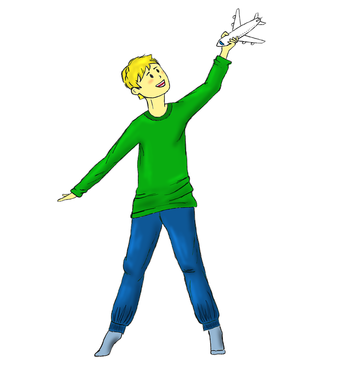 Free photo child aircraft. Jumping clipart active boy