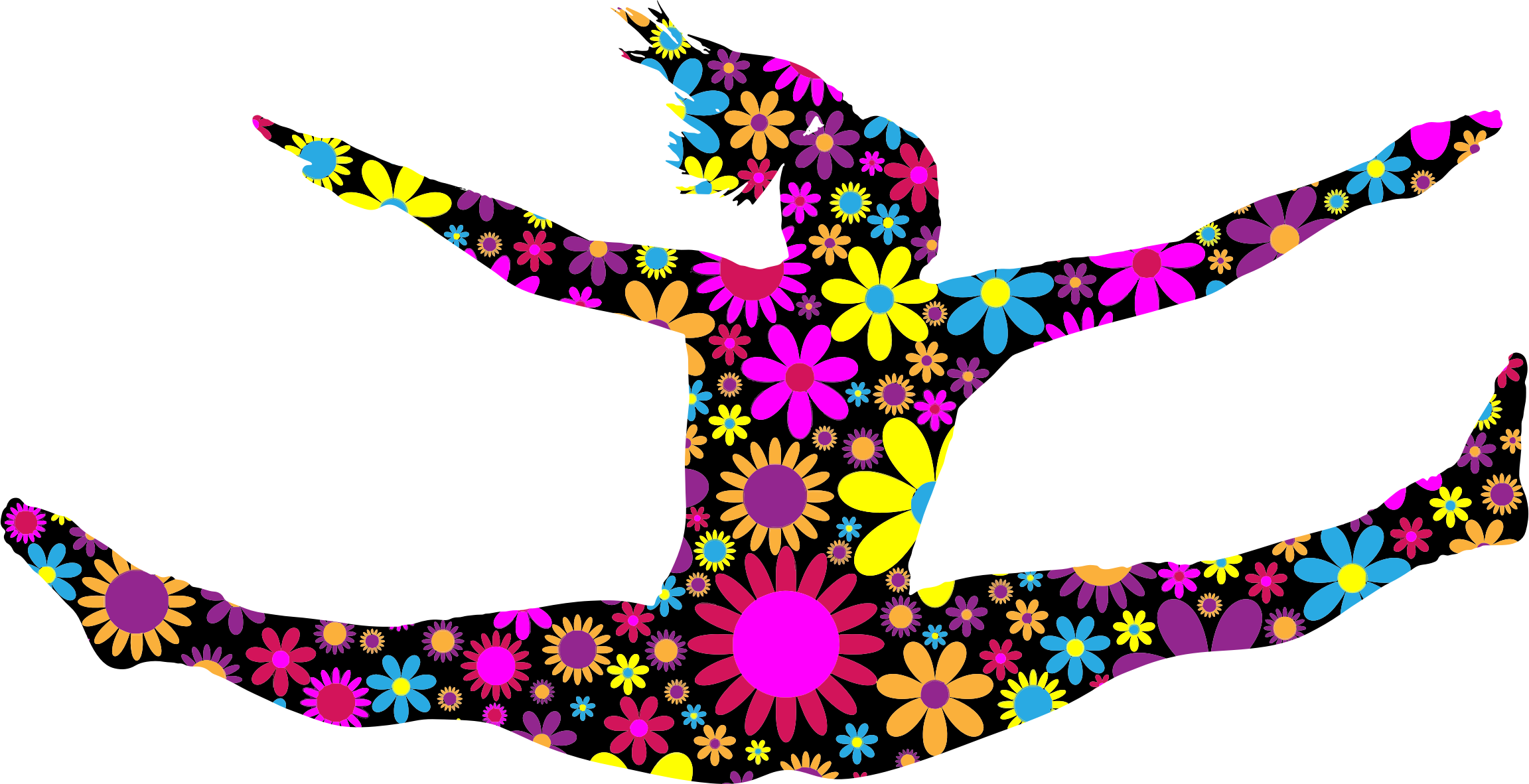 Floral silhouette icons png. Jumping clipart jumping girl