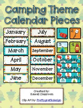 Pieces classroom theme . June Camping Calendar