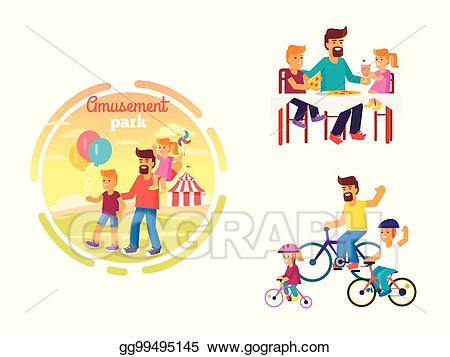 Vector art dad celebrating. June clipart day out