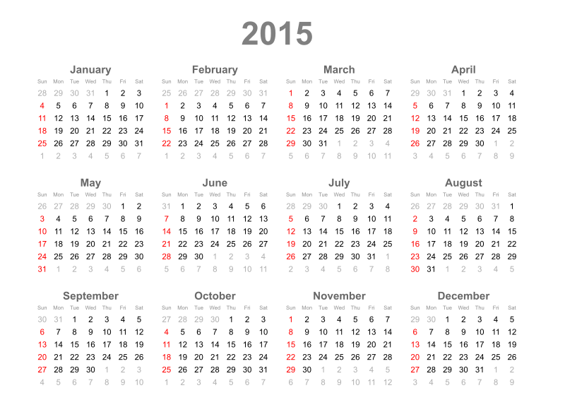 Schedule calendar 2015
